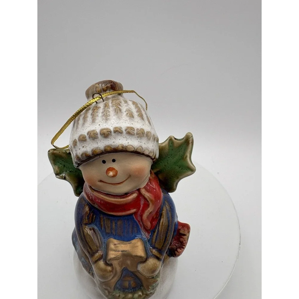 Snow Angel bell ornament‎ pottery Handmade vintage hang Christmas tree 4.5